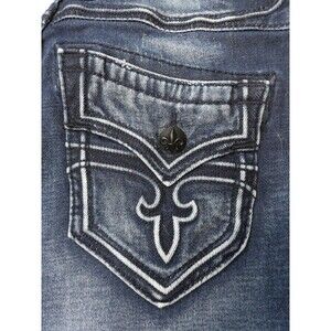 ROCK REVIVAL Jeans Womens 31 X 33 Luz Flare Leg Distress Western Y2K Biker Urban